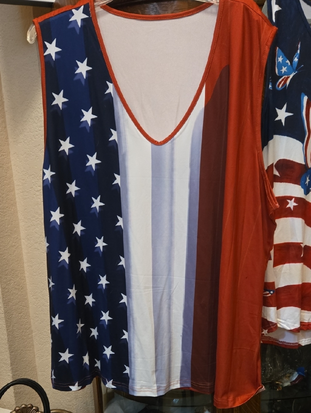 Sleeveless American Flag Tank Top - Red, White & Blue